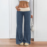 Women's Low Waist Color Matching Casual Sports Wide-leg Pants
