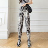 Tie-dyed Ink Painting Thin Ice Silk Leisure Sports Jogger Pants