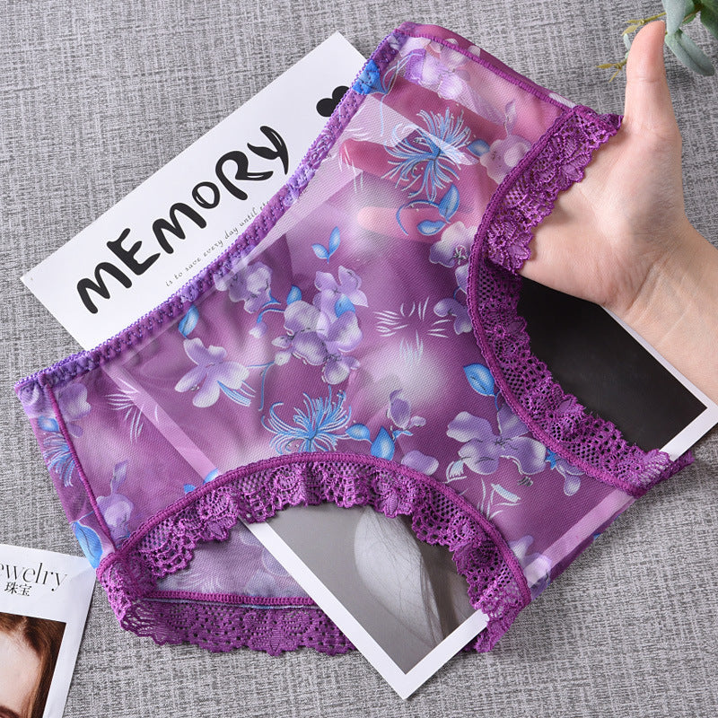 Ladies Printed Mesh Japanese Perspective Panties