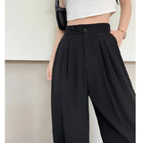 Ice Silk Mop Wide Leg Pants Women's Small High Waist
