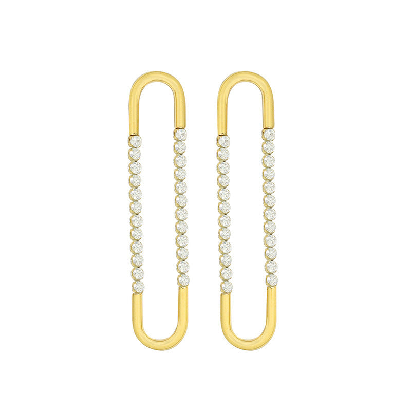 French Choker Exaggerated U-shaped Earrings Inlaid Zircon Design Earrings Titanium Steel Plated 18K Gold Accessories Accessories For Women