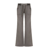 Pocket Contrast Color Thread Waist Head Made Old Low Waist Straight Jeans