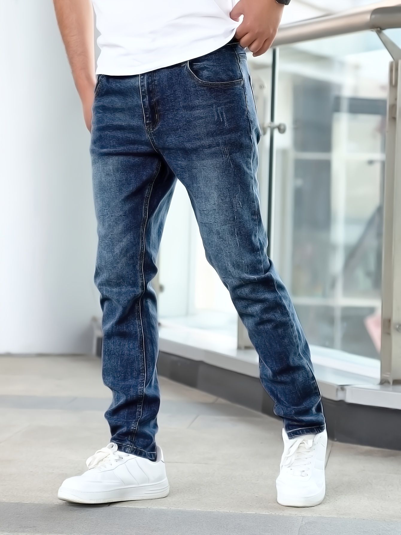 Men's Jeans Gray Trousers Stretch Skinny