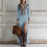 Women's Retro Floral Zipper Dress