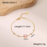 French Elegant Square Zircon Minimalist Titanium Steel Bracelet Does Not Fade