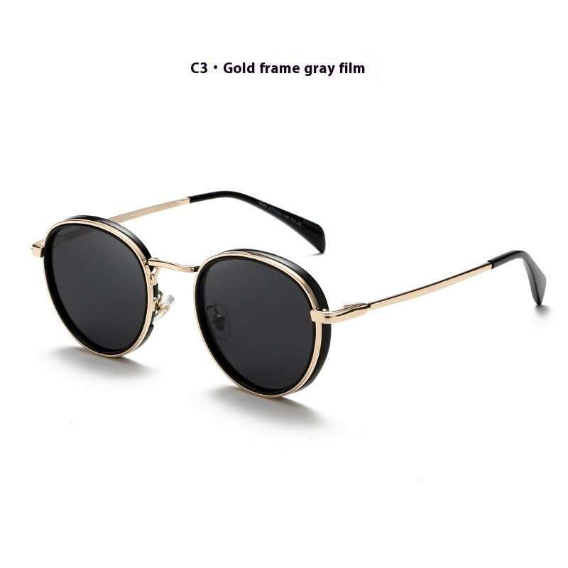 Round Frame Retro Sun Glasses Reflective Lenses