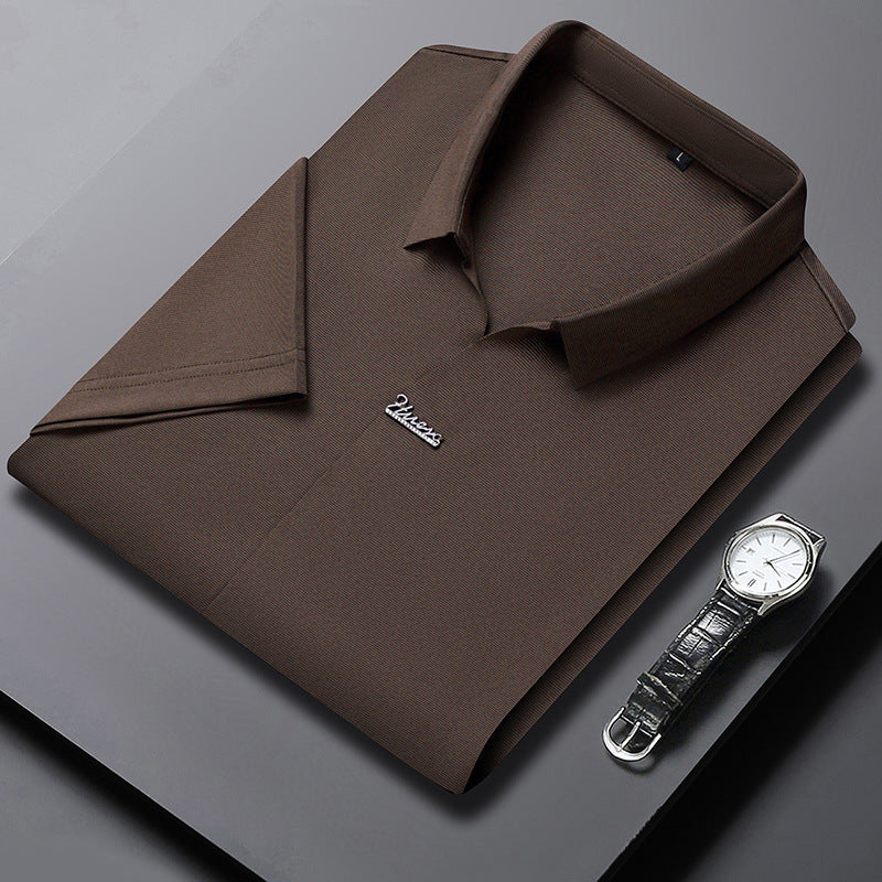 Ice Silk Short Sleeve Men's Fashion Casual Lapel