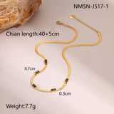 RETRO Geometric Square Zircon Necklace Stainless Steel Necklace Chain Like Flat Snake