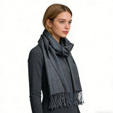 2pcs Grey Textured Minimalist Tone-on-tone Jacquard Scarf ,Luxe Look For Evening Wear,Scarf,vacation,daily Life,evening Party,Office Appropriate Subtlety For Women Men