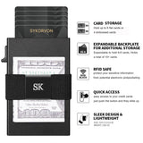 Minimalist Card Holder Wallet For Men, Aluminum Slim Metal Wallet With Money Band, RFID Blocking Up Wallet, Holds 12Cards Plus Cash