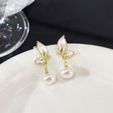 Zircon Painting Oil Butterfly Earrings For Women
