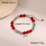 Retro Design Natural Stone Stainless Steel Bracelet Plated With Real Gold Special-interest