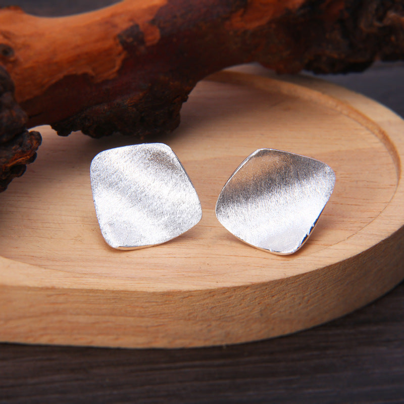 Fashion Frosted Brushed Square Stud Earrings