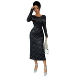 Elegant Simple Style Long Sleeve Dress Women's Clothing