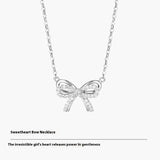 Full Diamond Bow Pendant Necklace Accessories For Women