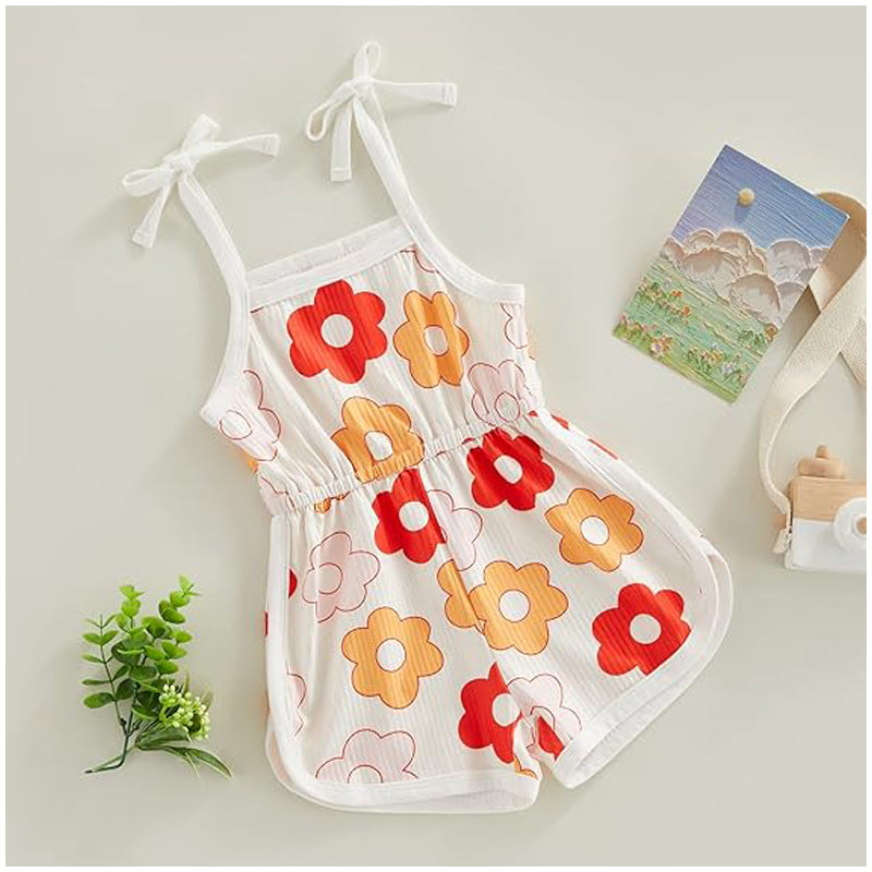 Toddler Baby Girl Clothing,floral Jumpsuit With Tie Up,jumpsuit Baby, Suspender Game Set