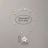 Bohemian Paw Print Pendant Beaded Anklet