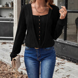 Button Fake 2-piece Sweater Regular Sleeve