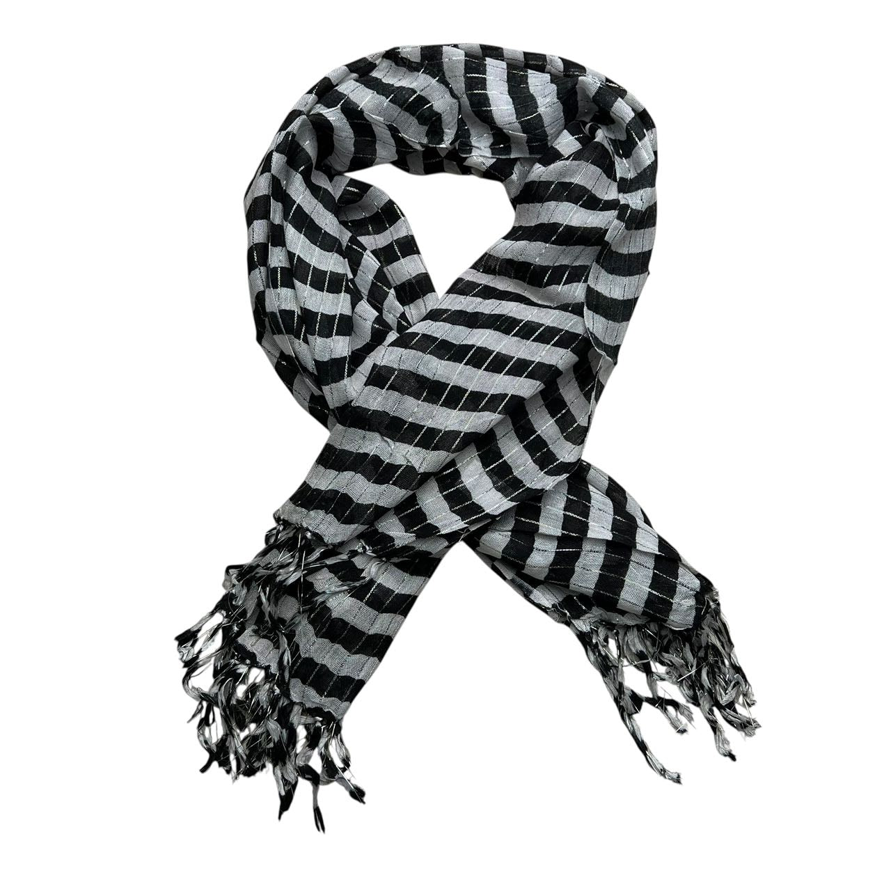 2pcs Black White Square Scarf,stripe With Metallic Threads Scarf,Luxe Look For Evening Wear,Scarf,vacation,daily Life,evening Party,Office Appropriate Subtlety For Women Men