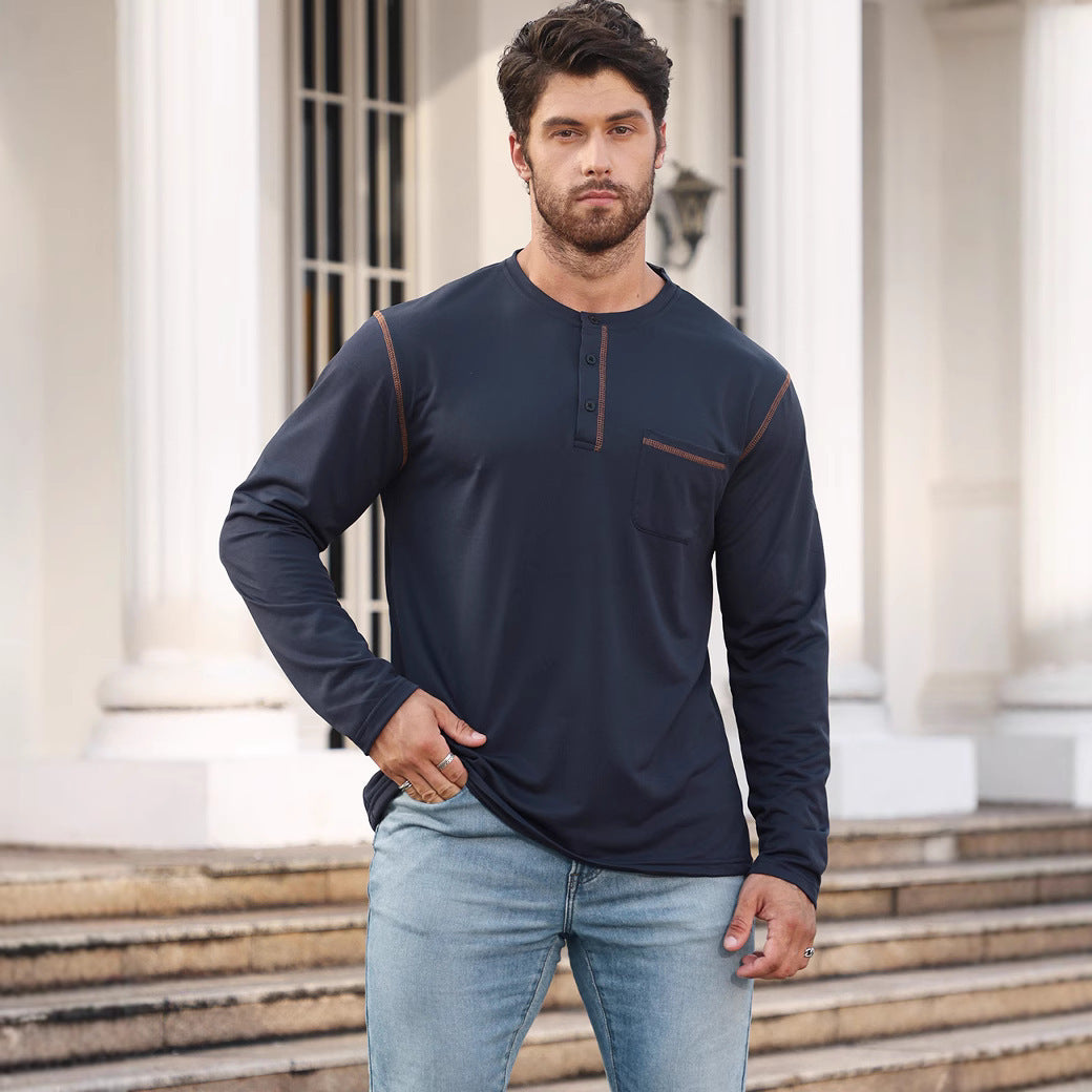 Long Sleeve Sweater Bottoming Men's Stand Collar Polo Shirt