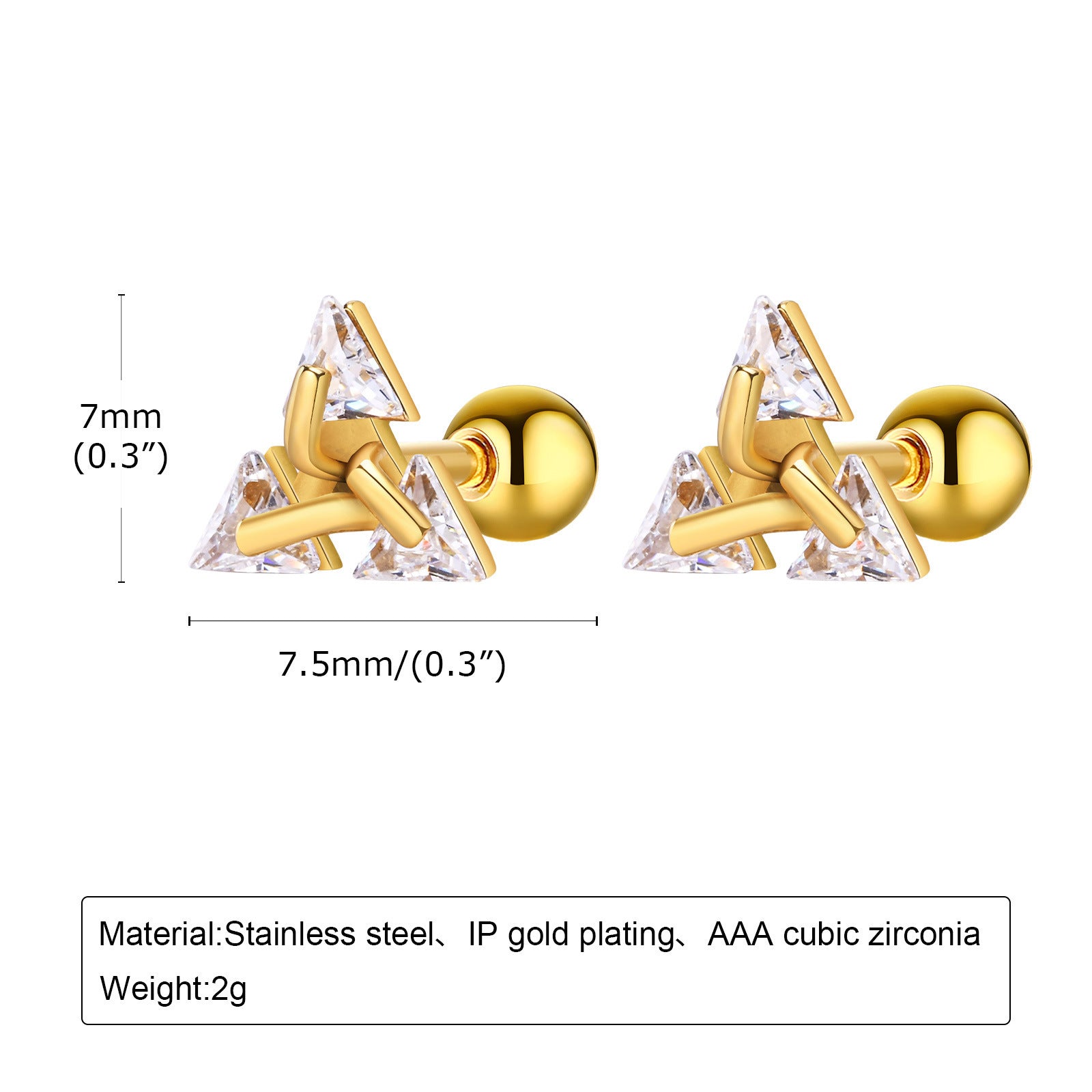 Fashion Simple Men's Zircon Triangle Earrings