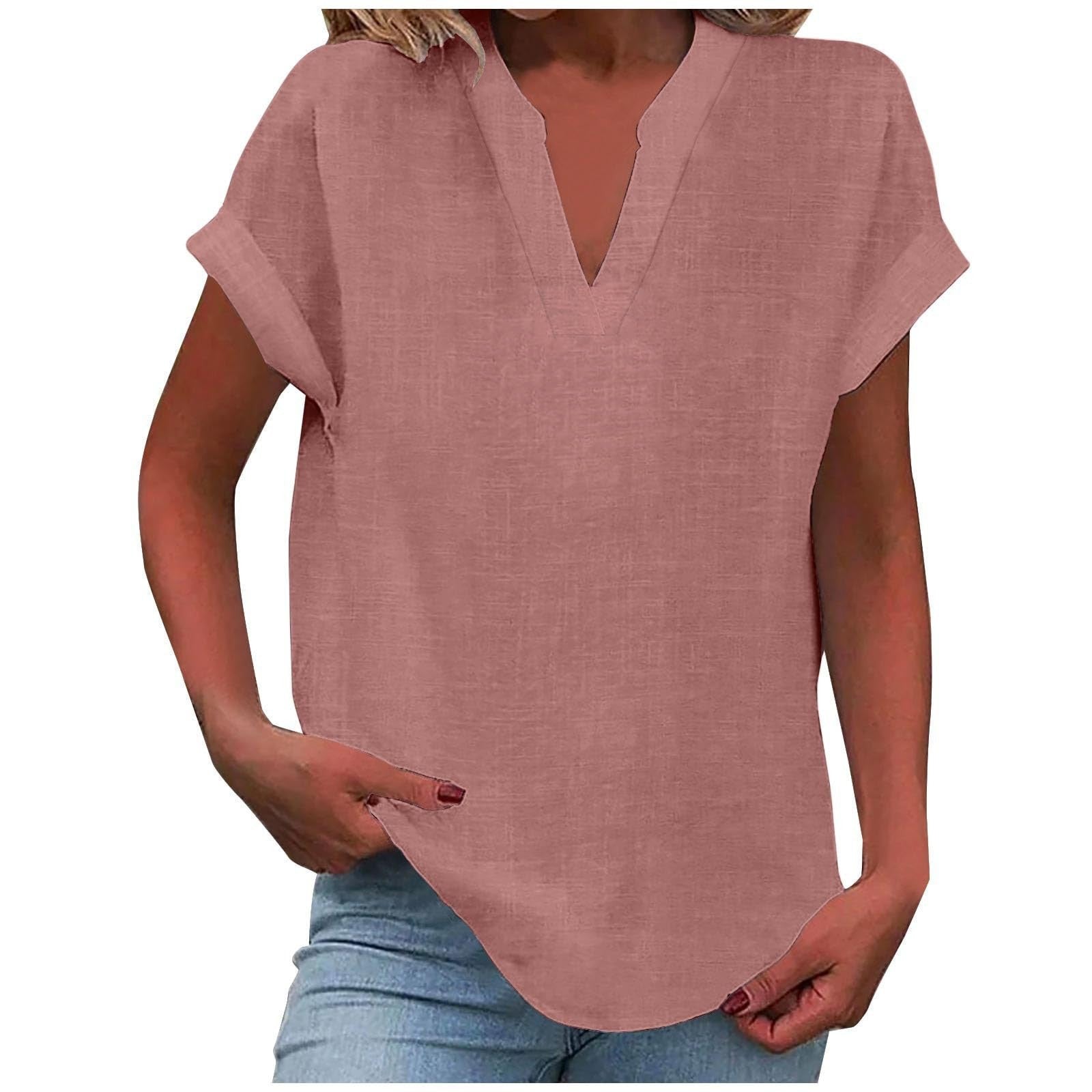 Solid Color Short Sleeve Women's Shirt