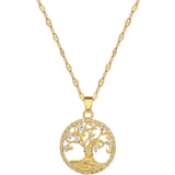 Gold-plated Micro-inlaid Full Rhinestone Zircon Lucky Tree Light Luxury Cross-border Necklace