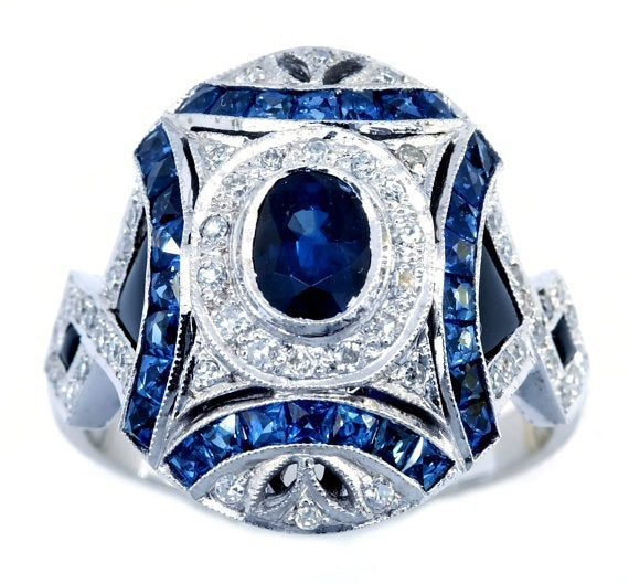 European And American Fashion Luxury Sapphire Zircon Ring For Women