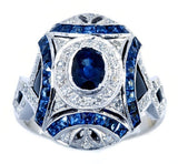 European And American Fashion Luxury Sapphire Zircon Ring For Women