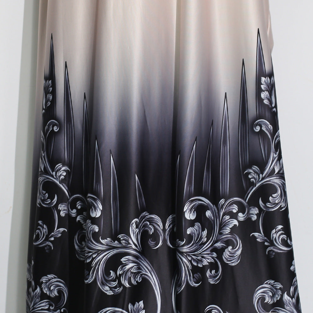 African Plus Size Women's Printed Pattern Bat Sleeve Dress
