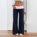Women's Low Waist Color Matching Casual Sports Wide-leg Pants
