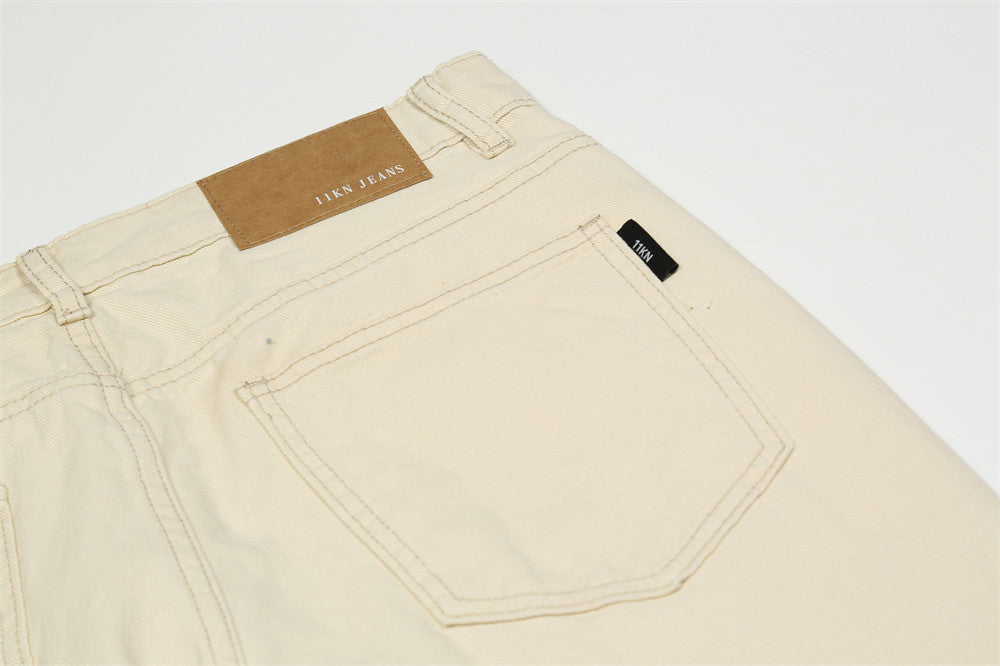 Pure Color Washed Jeans For Men