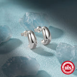 925 Sterling Silver C- Shaped Glossy Metal Earring Ringstud Earring
