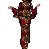 African Ethnic Women's Cerecloth Long Dress Suit