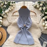 Sleeveless Knitted Vest Metal Twisted Hot Girl Top