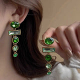 Retro Green Gradient Tassel High-grade Earrings