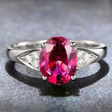 A Niche Design With A Red And Blue Zircon Ring Inlaid