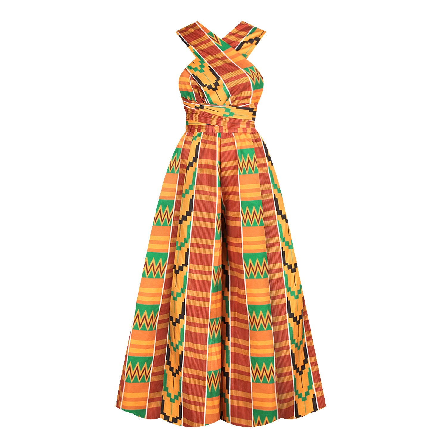 Explosive Windmill Digital Printing African Style DIY Strappy Jumpsuit
