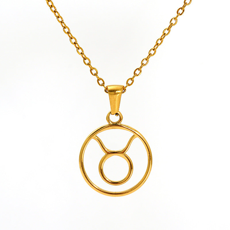 Fashion Titanium Steel Necklace Twelve Constellation