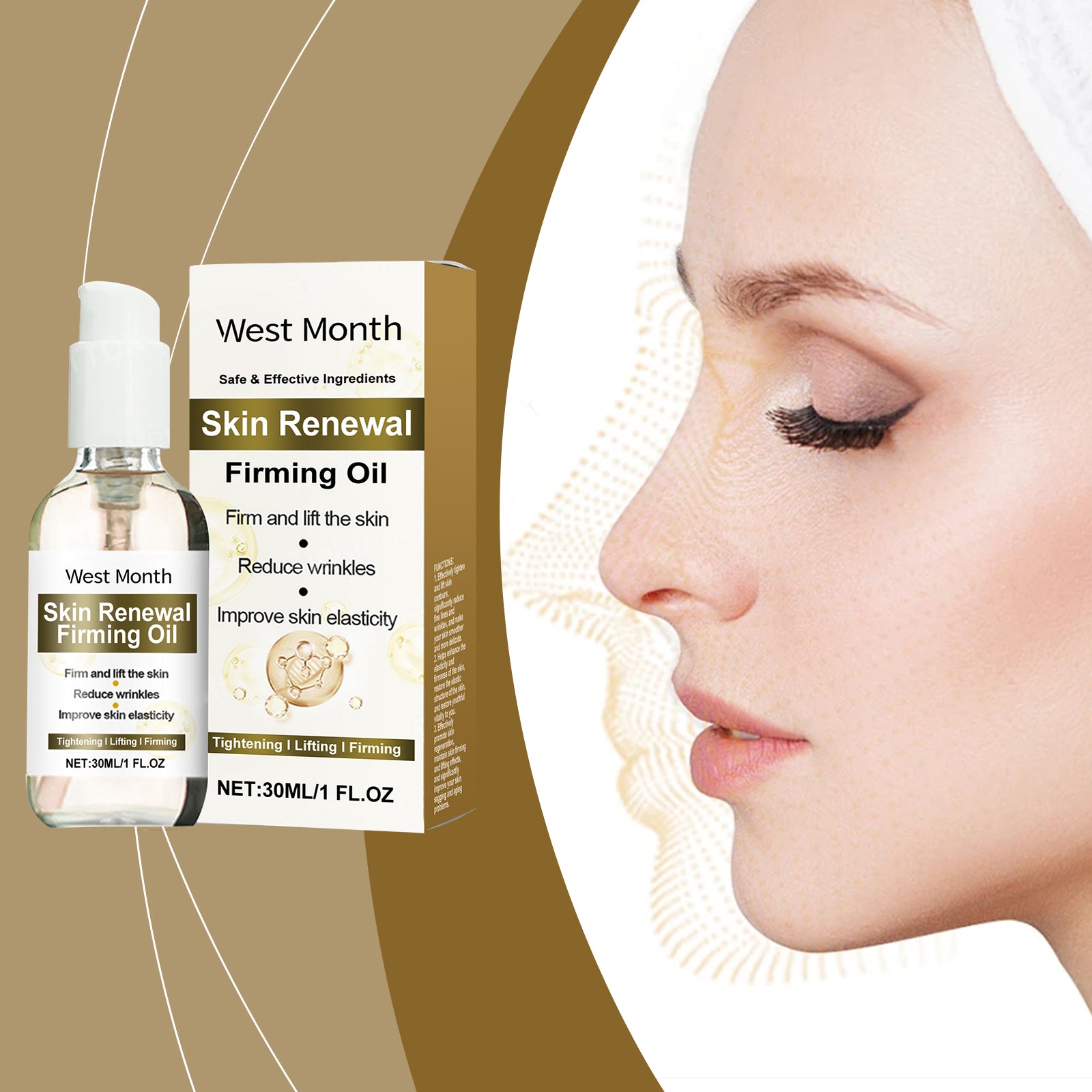 West&Month Skin Care Oil, Firming And Moisturizing Body Essential Oil For Daily Body Massage Of Skin