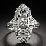 Hollow Out Cooperized Silver Diamond-studded Ring