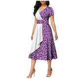 African Batik Double-sided Printed Short-sleeved Women's Cotton Dress