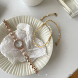 Classic Style Natural Freshwater Pearl Berm Plate Watch For Women