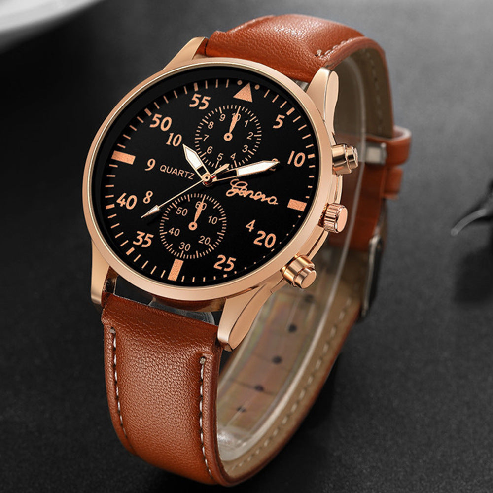 Fashion Simple Fake Three-eye Steel Belt Quartz Watch
