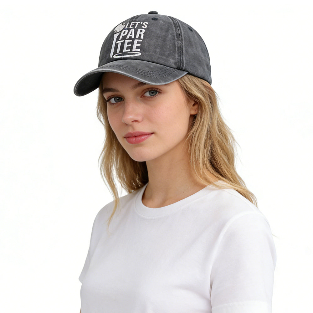 2pcs Golf Gifts Hats Par Tee Hats For Men Women, Adjustable Embroidered Wash Cotton Baseball Cap