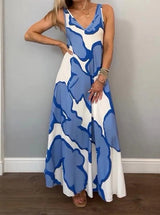 Casual Loose-fitting Women's V-neck Print Dress