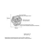 Rose Micro Zircon Inlaid Ear Studs