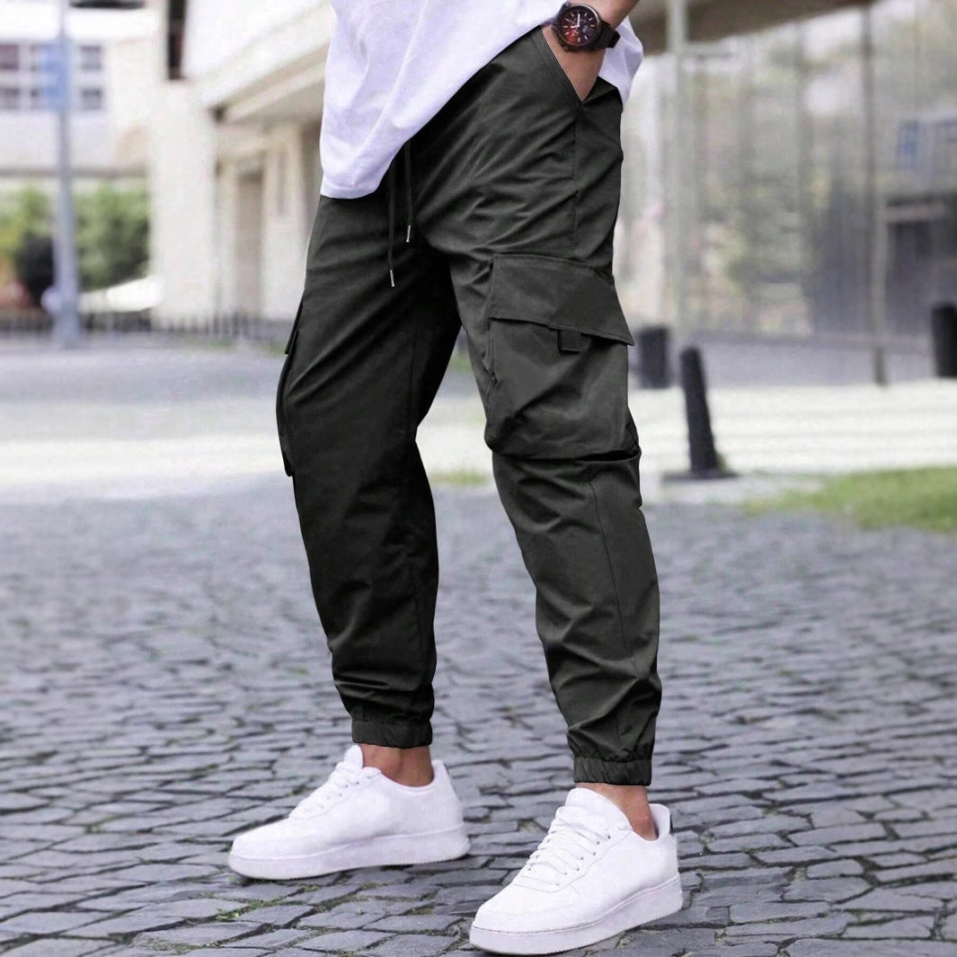 Workwear Casual Pants Drawstring Elastic Waist Track Pants