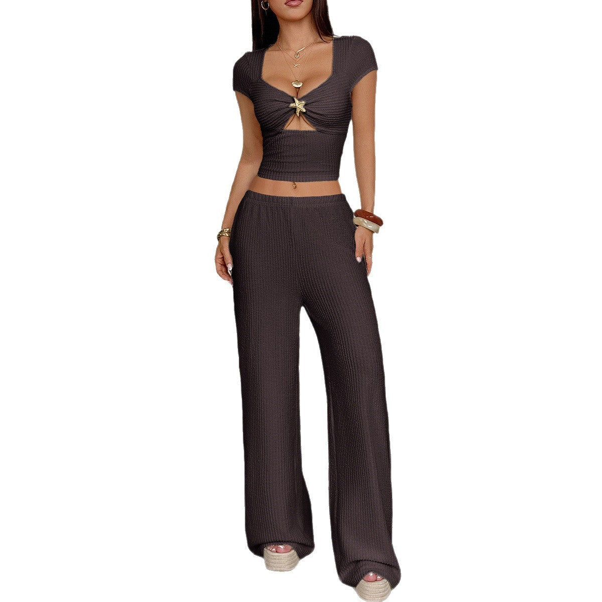 Vest Wide-leg Pants Suit Women's Clothing