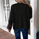 Patchwork Loose Sweater Cardigan Knit Casual Coat